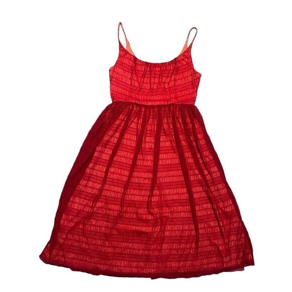 Fossil Red Lacey Mesh Midi Dress Size 4 - Picture 2 of 9